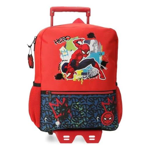 Disney joumma marvel spiderman urban zaino scuola con carrello rosso 27 x 33 x 11 cm poliestere 13,68 l, rosso, zaino scuola con carrello
