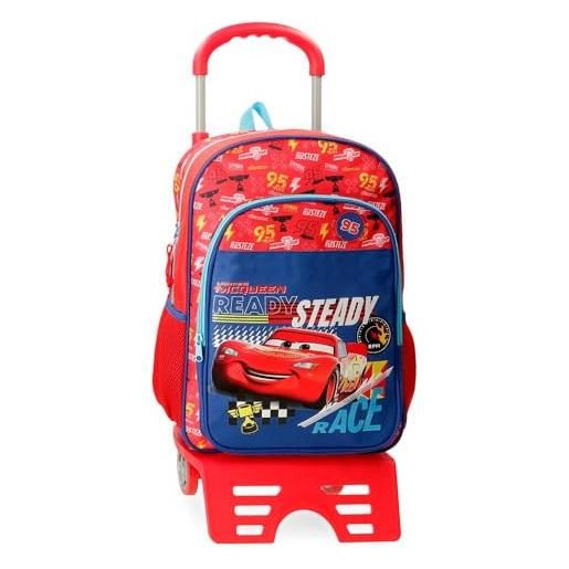 Disney joumma Disney cars lets race zaino scuola con carrello rosso 30 x 40 x 13 cm poliestere 15,6 l, rosso, zaino scuola con carrello