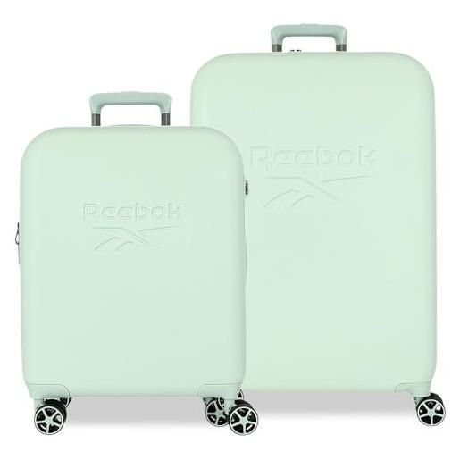 Reebok franklin set di valigie verde 55/70 cm rigida abs chiusura tsa 109l 6,98 kg 4 ruote doppie bagaglio mano by joumma bags, verde, set di valigie