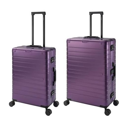 Travelhouse oslo t6005 - trolley da viaggio in alluminio, diverse misure e colori, lilla, mittlerer & großer koffer set, set di valigie