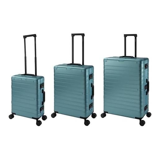 Travelhouse oslo t6005 - trolley da viaggio in alluminio, diverse misure e colori, turchese, handgepäck, mittlerer und großer koffer set, set di valigie