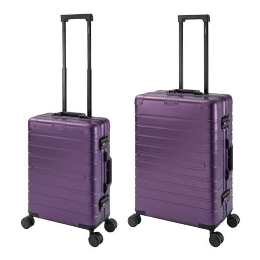 Travelhouse oslo t6005 - trolley da viaggio in alluminio, diverse misure e colori, lilla, handgepäck & mittlerer koffer set, set di valigie