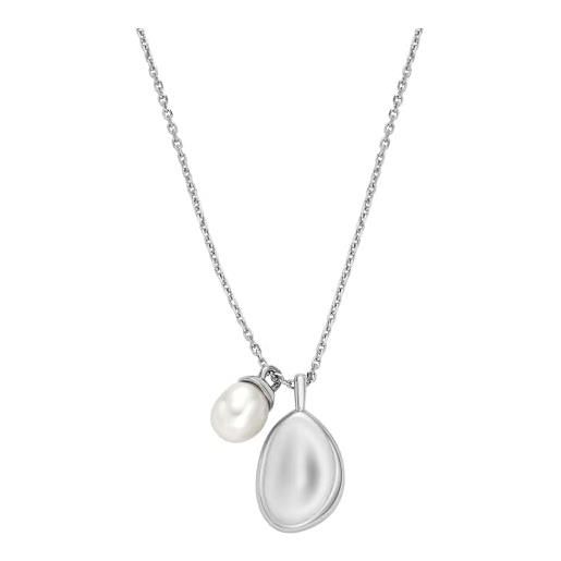 Skagen collana da donna agnethe pearl silver acciaio inossidabile skj1831040, length: 400+50mm, width: 12.5mm, height: 17.6mm, acciaio inossidabile, nessuna pietra preziosa