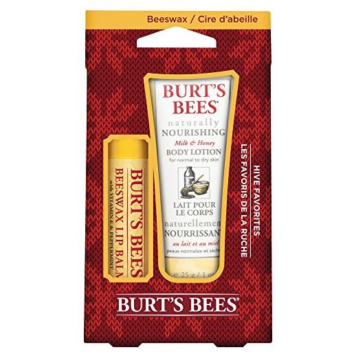 Burt's Bees burt bees cera d' api hive favorites - kit - kit 2pc 4,3 gram cera d' api balsamo per le labbra con vitamina e e menta piperita, 28,3 gram per il corpo con latte e honey2 stück