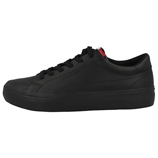 Tommy Hilfiger sneaker uomo prep vulc leather, nero, 40 eu