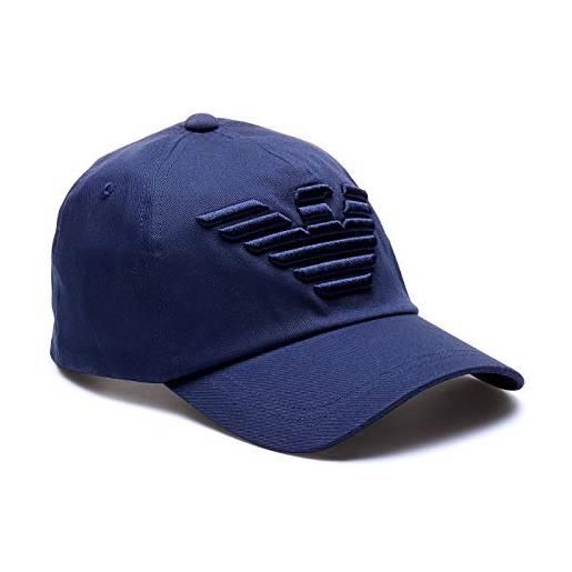 Armani uomo cappellino da baseball con logo gabardine blu marino one size