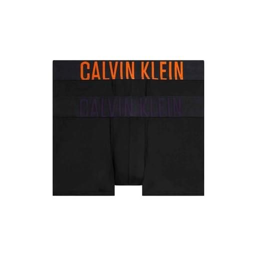 Calvin Klein pantaloncino boxer uomo vita bassa confezione da 2 elasticizzati, grigio (b- carrot, mysterioso logos), m