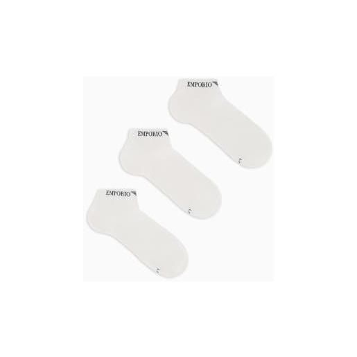 Emporio Armani casual cotton 3-pack sneaker socks, calzini uomo, multicolore (marine-nude-avio (marineblue), s-m