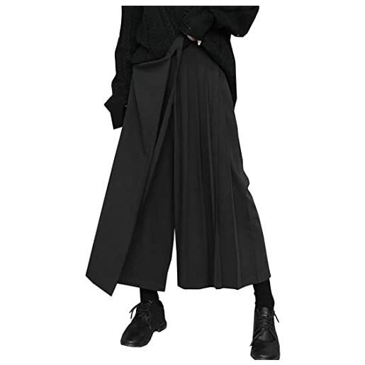 HAPPECA donna pantaloni gotici da donna pantaloni elastici giapponesi in vita elastici neri pantaloni larghi pieghettati neri pantaloni larghi primavera estate autunno
