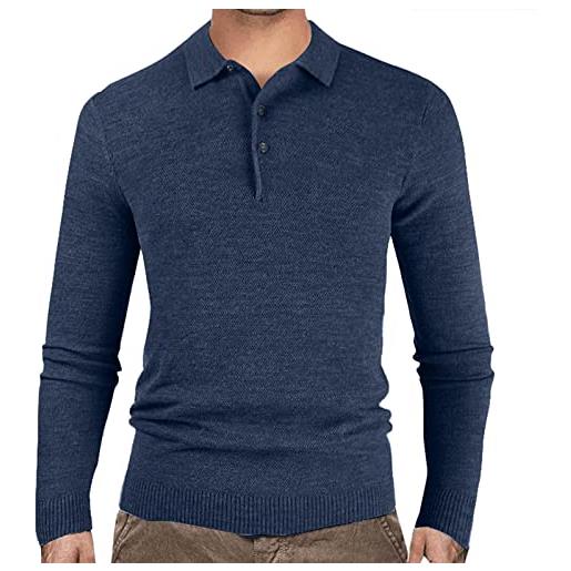 Generic polo maglione uomo - giacca da uomo in maglione di lana con allacciatura a maglia casual moda autunno e inverno maglioncino pullover 4xl