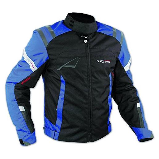 A-Pro giacca sport touring moto cordura ce protezioni sfoderabile scooter blu xxl