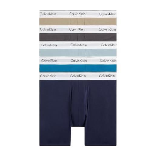 Calvin Klein pantaloncini boxer confezione da 5 uomo cotone elasticizzato, multicolore (oc dpth gre bl shw arn ashf gry), xxl