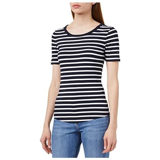 Tommy Hilfiger t-shirt maniche corte donna slim 5x2 rib slim fit, multicolore (brenton stripes/white/desert sky), xl