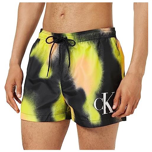 Calvin Klein pantaloncino da bagno uomo corto, multicolore (ck monogram sprayed aop), l