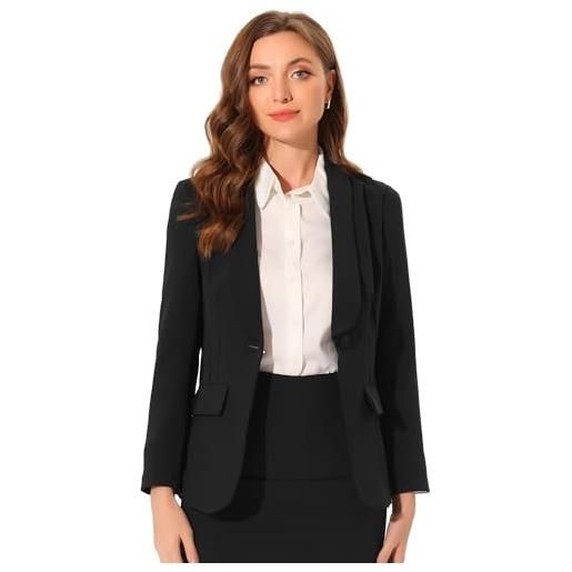 Allegra K donna blazer per blazer da giacca da ufficio da lavoro con tasche a maniche lunghe con risvolto sciallato bianca s