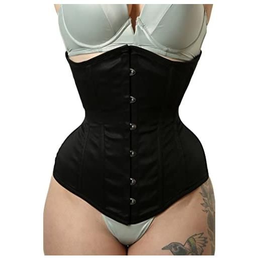 Royals Fashion corsetto da donna in acciaio disossato resistente in twill di cotone, nero , l