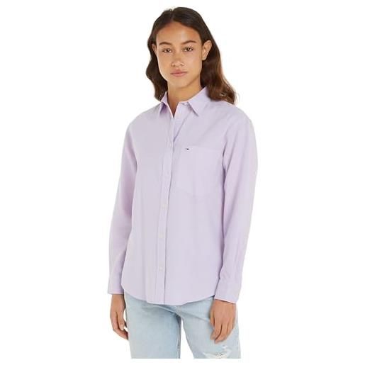 Tommy Jeans tjw solid linen blend shirt dw0dw17735 bluse, viola (lavender flower), xl donna