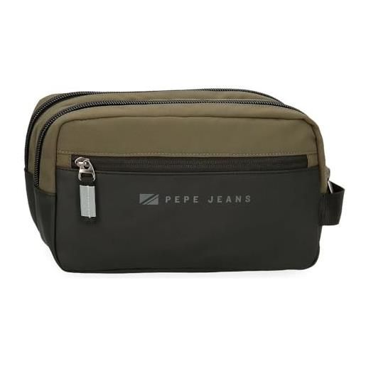 Pepe Jeans jarvis borsa a mano, verde scuro, borsa doppia