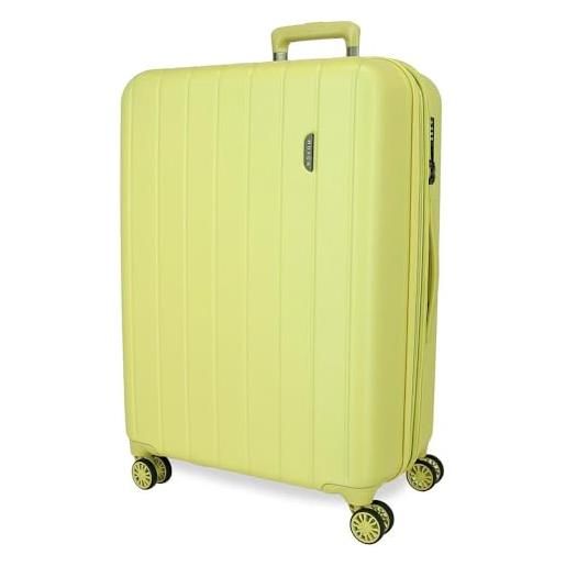 Movom wood valigia media verde 44,5 x 65 x 27,5 cm rigida abs chiusura tsa 72l 3,5 kg 4 ruote doppie, verde, valigia media