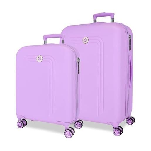 Movom riga - set di valigie viola 55/70 cm, rigida abs, chiusura a combinazione laterale, 109 l, 6,32 kg, 4 ruote doppie bagaglio a mano, viola, set di valigie