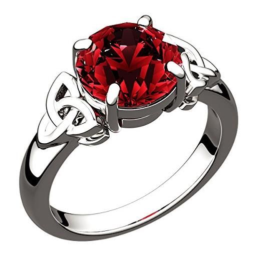 GWG Jewellery anello argento sterling grande pietra in cz rosso rubino affiancata da nodi celtici - 10
