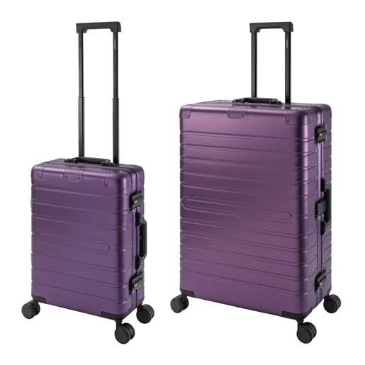 Travelhouse oslo t6005 - trolley da viaggio in alluminio, diverse misure e colori, lilla, handgepäck & großer koffer set, set di valigie