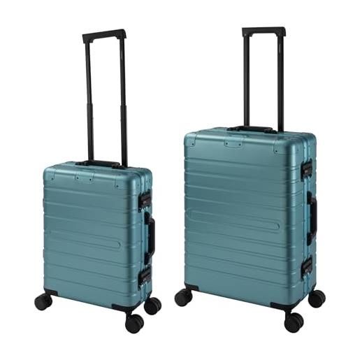 Travelhouse oslo t6005 - trolley da viaggio in alluminio, diverse misure e colori, turchese, handgepäck & mittlerer koffer set, set di valigie