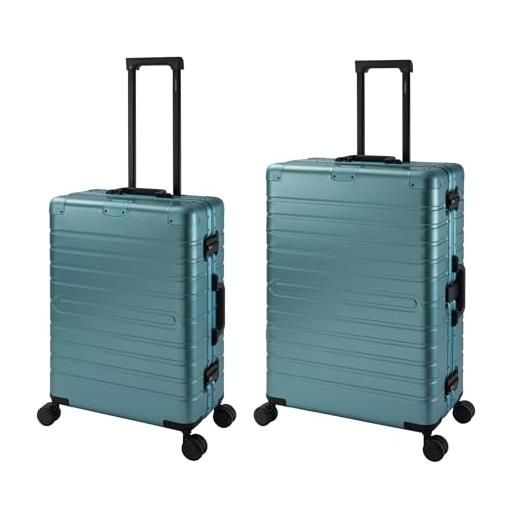 Travelhouse oslo t6005 - trolley da viaggio in alluminio, diverse misure e colori, turchese, mittlerer & großer koffer set, set di valigie