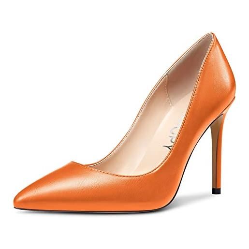 MAGIOPY donna spillo alto high tacco heel chiusa a punta pumps slip-on da matrimonio sexy dress scarpe arancione 40 eu