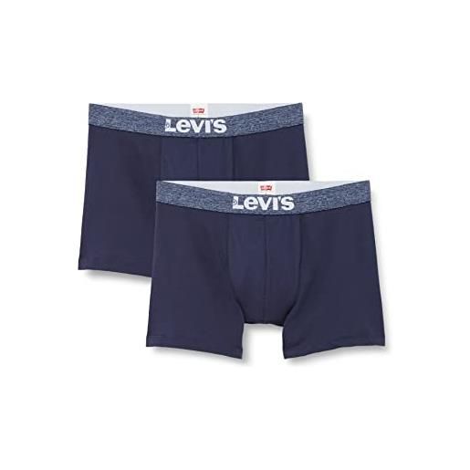 Levi's boxer solid basic, blu (mood indigo), m (pacco da 2) uomo