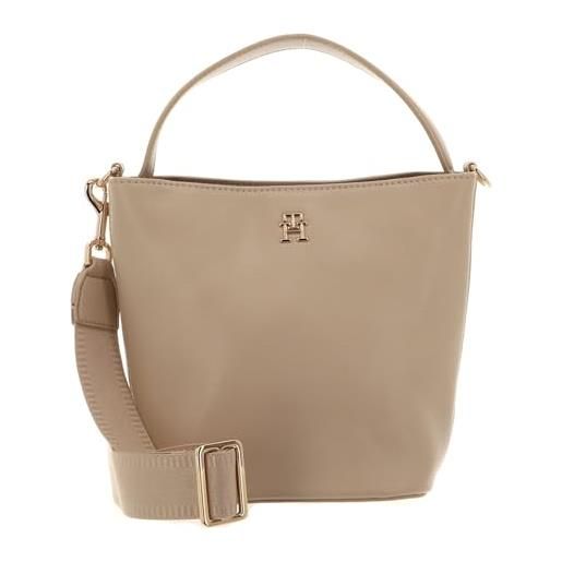 Tommy Hilfiger th essential sc bucket aw0aw15706, borse donna, beige (white clay), os