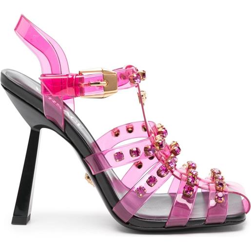 Versace Pre-Owned - sandali con decorazione di cristalli 120mm - donna - pvc/pelle di vitello/pelle di vitello - 37.5 - rosa