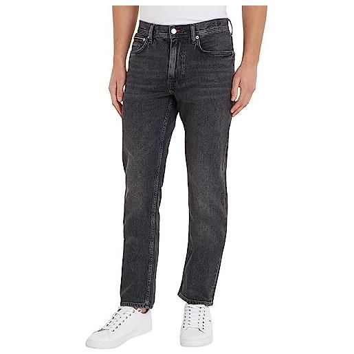 Tommy Hilfiger jeans uomo regular elasticizzati, nero (morgan black), 36w / 32l