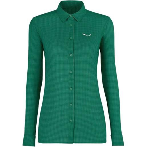 Salewa puez minicheck 2 dryton long sleeve shirt verde l donna