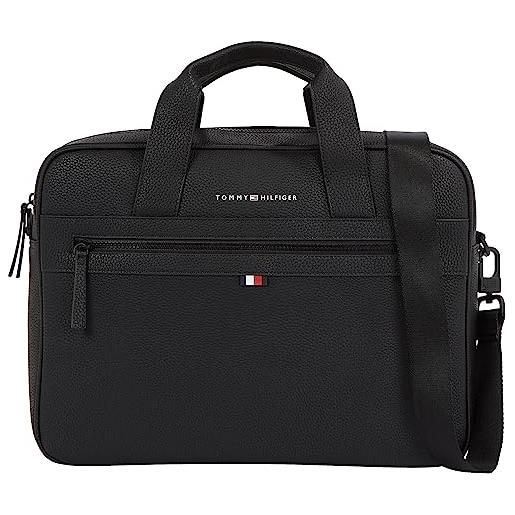 Tommy Hilfiger borsa laptop uomo essential pu computer bag 14 pollici, nero (black), taglia unica