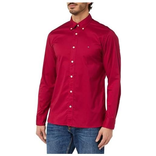 Tommy Hilfiger flex poplin rf shirt mw0mw30934 camicie casual, rosso (royal berry), l uomo
