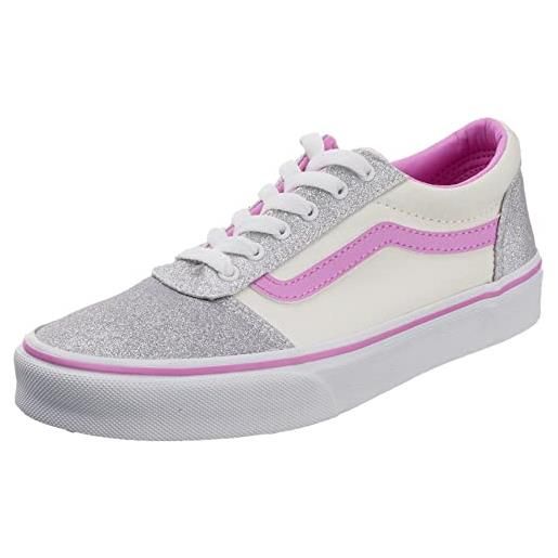 Vans ward, scarpe da ginnastica bambine e ragazze, iridescent glitter pink/white, 34.5 eu