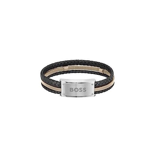 BOSS jewelry braccialetto in pelle da uomo collezione galen - 1580423