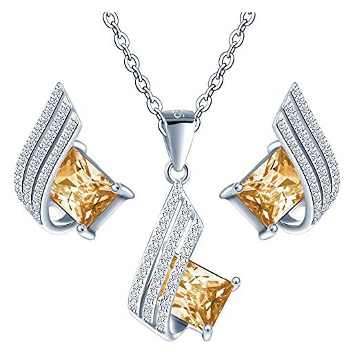 MŚ 1997 MENNICA ŚWIDNICKA millenium esclusivo completo di gioielli realizzato in argento sterling 925 orecchini e collana con zirconi da donna regalo perfetto (golden shadow)