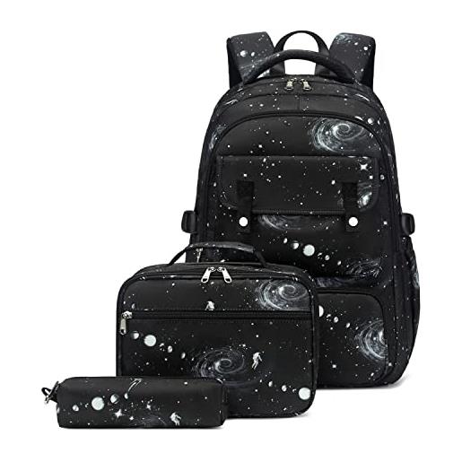 Bansusu galaxy-print - zaino da scuola per ragazzi, 3 pezzi-a1-galaxy 02, 3pcs backpack set