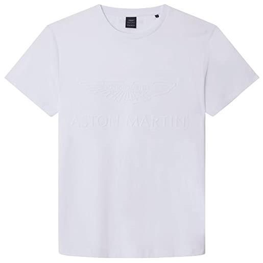 Hackett London amr emboss tee, t-shirt uomo, bianco, s