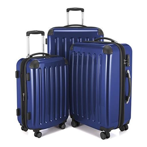 Hauptstadtkoffer - alex - set di 3 valigie, tsa, nero brillante, (s, m & l), 235 litri, colore blu scuro