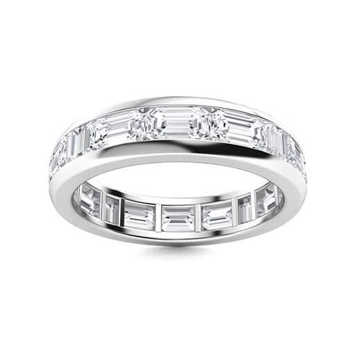 MOONEYE 6x4 mm diamante moissanite taglio radiante 925 argento sterling eternity anello gioielli da donna (argento sterling, 16.5)