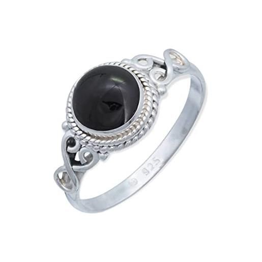 mantraroma anello argento 925 con pietre preziose onice pietra nero argento sterling da donna in vero argento (mrg-024-03-(56))