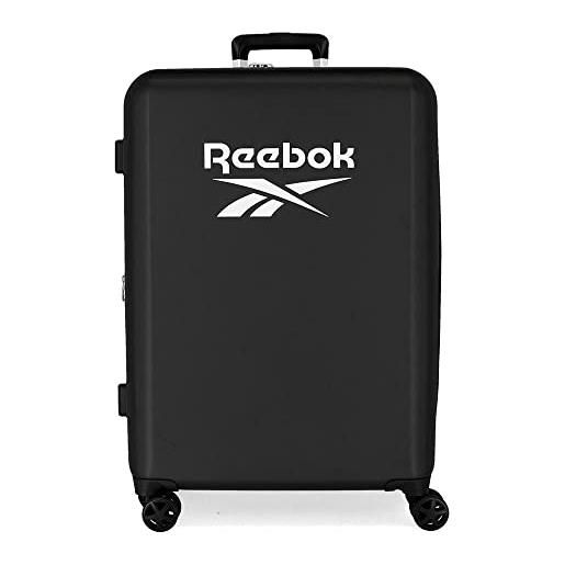 Reebok valigia Reebok roxbury medium nero 48x70x26 cm abs rigido chiusura tsa integrata 81l 2,5 kg 4 doppie ruote