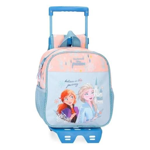 Disney joumma bags, frozen believe in the journey, zaino per bambini, zaino da scuola, realizzato in poliestere, spalline larghe e regolabili, varie tasche e scomparti. , blu, zaino 24 + carrello