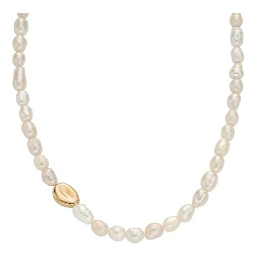 Skagen collana da donna agnethe pearl gold in acciaio inox skj1824710, length: 400+50mm, width: 11.8mm, acciaio inossidabile, nessuna pietra preziosa
