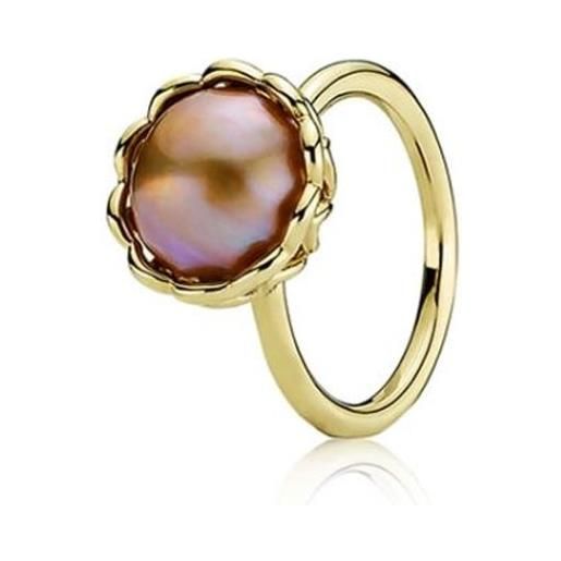 Pandora anello da donna oro con perle apricotfarbene 150167pgo, oro giallo, 57 (18.1), cod. 150167pgo57