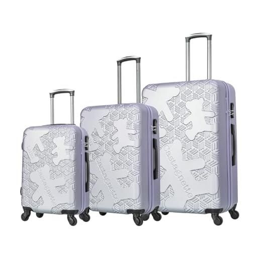 Lulu Castagnette - set di 3 valigie con ruote - ll-t521, argento, set di 3 valigie