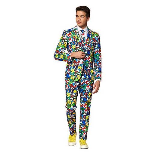 OppoSuits crazy prom suits for men - super mario comes with jacket, pants and tie in funny designs, abito da uomo, 54